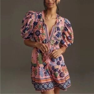 Farm Rio Seashell Tapestry Pink Mini Dress XS